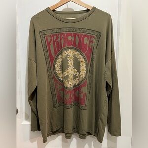 Natural Life Practice Peace Long Sleeve Oversized Tee